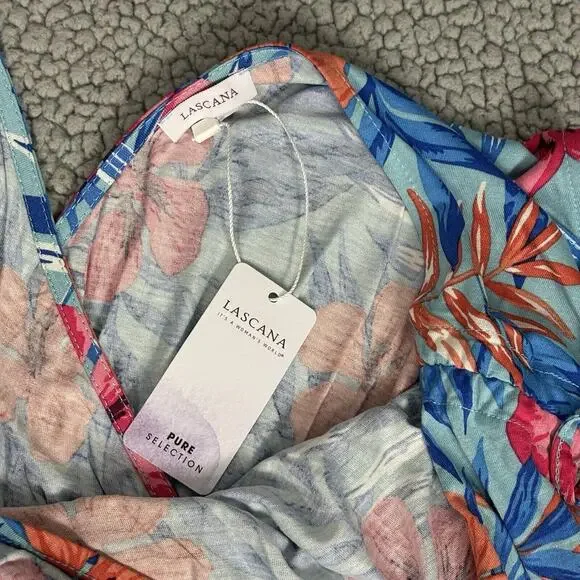 Lascana VS Womens Jumpsuit Faux Wrap Floral sz 10 Wide Leg Tropical bloomcore - Picture 15 of 16